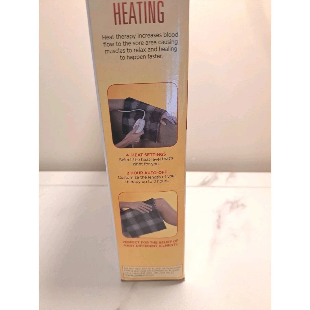 Sunbeam King Size Electric Heating Pad UltraHeat 12x24in Washable Cover Tested!